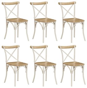 Cadeiras costas em cruz 6 pcs madeira mangueira maciça branco