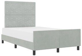Cama vidaXL Cinza Claro 120x190 cm Veludo