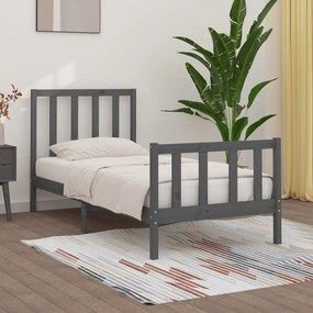 vidaXL Estrutura de cama solteiro 90x190 cm madeira maciça cinza