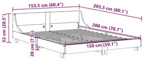 Cama sem colchão 150x200 cm madeira pinho maciça castanho-mel
