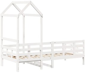 Sofá-cama c/ telhado 90x190 cm madeira de pinho maciça branco