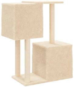 Árvore para gatos c/ postes arranhadores sisal 86 cm cor creme