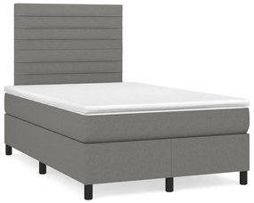 Cama boxspring com colchão 120x190 cm tecido cinzento-escuro