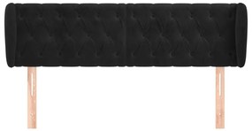 Cabeceira de cama c/ abas veludo 147x23x78/88 cm preto