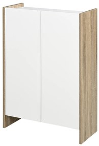 Armário de Armazenamento de 2 Portas Móvel Auxiliar de Casa de Banho Multiuso com 2 Prateleiras para Cozinha Sala de Estar Dormitório 60x25x90cm Acaba