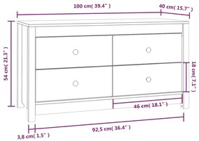 Armário de apoio 100x40x54 cm pinho maciço castanho mel