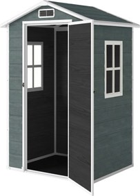 Abrigo de Jardim, 128 x 104 x 196 cm, Porta com Fechadura, Cinzento