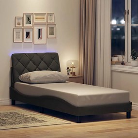 Estrutura de cama com LED sem colchão 90x200 cm tecido