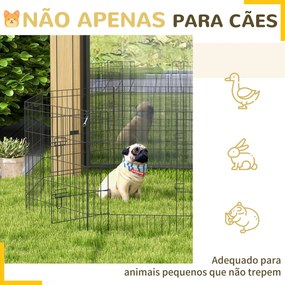 PawHut Parque para Cães 8 Painéis 76x61cm Dobráveis Gaiola Metálica pa