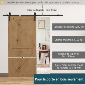 Kit para porta de correr (PORTA NÃO INCLUIDA), sistema de encaixe para portas com espessura de 35-45 mm e largura máxima de 1 m, capacidade de 100 kg,
