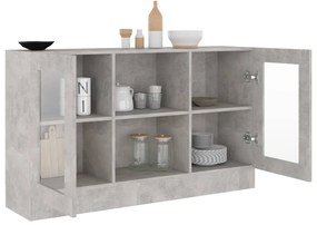 Armário vitrine 120x30,5x70 cm derivados madeira cinza cimento