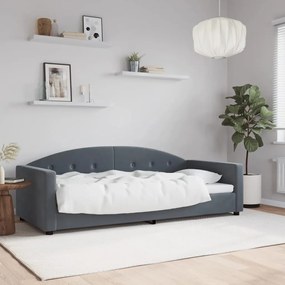 Sofá-cama 90x190 cm veludo cinzento-escuro