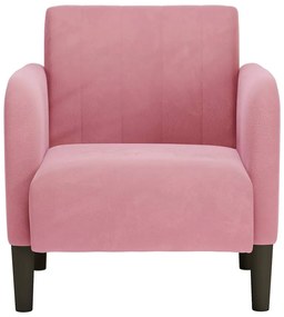 Poltrona com apoio de braços 54 cm veludo rosa