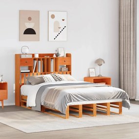 vidaXL Cama c/ estante sem colchão 120x200cm pinho maciço castanho-mel