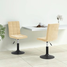 vidaXL Cadeiras de jantar giratórias 2 pcs veludo cor creme
