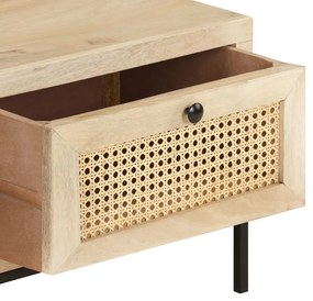Mesa de centro 90x50x37 cm mangueira maciça e palhinha natural