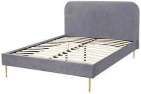 Cama de casal em veludo cinzento 140 x 200 cm FLAYAT Beliani