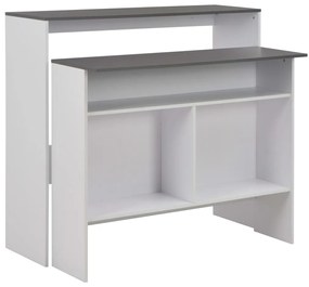 Mesa de bar com 2 tampos 130x40x120 cm branco e cinzento