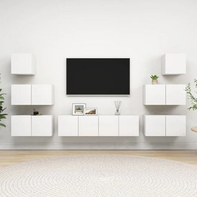 8 pcs conjunto de móveis de TV derivados de madeira branco