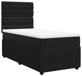 Cama com molas/colchão 100x200 cm veludo preto