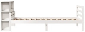 Cama com estante sem colchão 100x200 cm pinho maciço branco