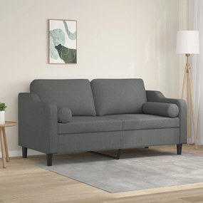 Sofá 2 lugares +almofadas decorativas 140cm tecido cinza-escuro