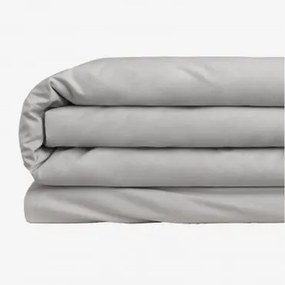 Capa De Edredão De Algodão Percal Lesia 180 Fios Cinza Claro & Cama 150/160cm (240 X 220 Cm) - Sklum