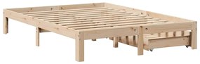 Estrutura de cama c/ gavetas 140x200 cm madeira de pinho maciça