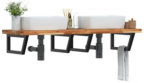 vidaXL Prateleira de parede p/ lavatório aço/madeira de acácia maciça