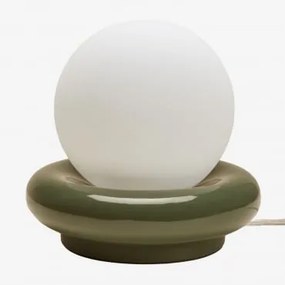 Lâmpada De Mesa Em Cerâmica Com Bola De Cristal Kryx Verde Azeitona Intenso - Sklum