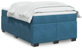 Cama boxspring com colchão 120x190 cm veludo azul-escuro