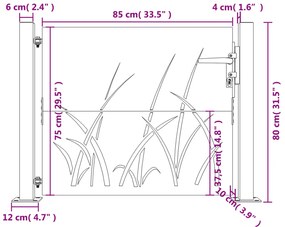 Portão de jardim 105x80 cm aço corten design erva