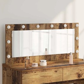vidaXL Espelho de Maquiagem com Luzes LED Madeira Antiga 100x45x18 cm