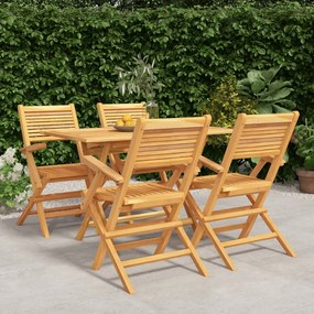 vidaXL 5 pcs conjunto de jantar p/ jardim madeira de teca maciça
