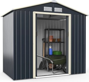 Abrigo de jardim exterior com 4 aberturas de ventilação e portas individuais  213 x 127 x 195 cm Cinzento