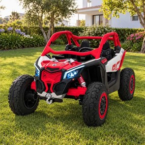 Carro elétrico para Crianças 2 Lugares 24V CAM-AM Buggy Maverick Turbo RR STRONG Motor 320 W, Rodas AR bombeado, assento couro ecológico Vermelho