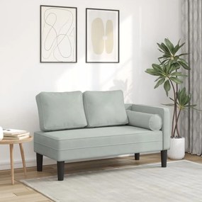 Chaise lounge com almofadões veludo cinzento-claro