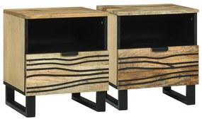 vidaXL Armários de Cabeceira , Conjunto de 2, 40 x 33 x 46 cm, Feitos de Madeira de Mangueira Sólida