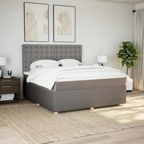 vidaXL Cama com molas/colchão 180x200 cm tecido castanho-acinzentado