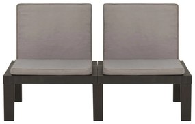 4 pcs conjunto lounge de jardim c/ almofadões plástico cinzento