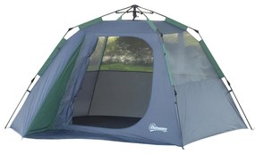 Outsunny Tenda Campismo para 2-3 Pessoas Fácil de Instalar com Gancho para Luz 250x194x160cm Verde | Aosom Portugal