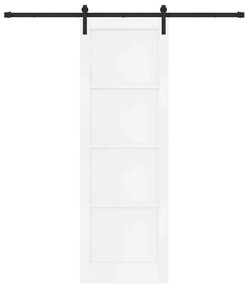 Porta Deslizante com Conjunto de Ferragem Branca 78x232 cm Madeira Sól