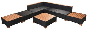 8 pcs conjunto lounge de jardim c/ almofadões vime PE preto