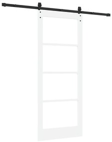 Porta Deslizante com Conjunto de Hardware Branca 83x202 cm Madeira Sól
