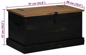 Caixa de arrumação HALDEN 91x48x47 cm pinho maciço preto