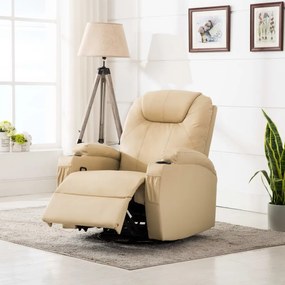 246637 vidaXL Cadeira de massagem reclinável couro artificial creme