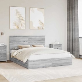 vidaXL Cama com Armazenamento com cabeceira Cinza Sonoma 160 x 200 cm