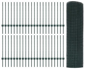 Cerca de Arame Soldado com 44 Postes U Verde 0.8x100 m Aço