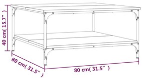 Mesa de centro 80x80x40 cm derivados de madeira cinzento sonoma