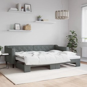 vidaXL Sofá-cama com gavetão 80x200 cm tecido cinzento-escuro